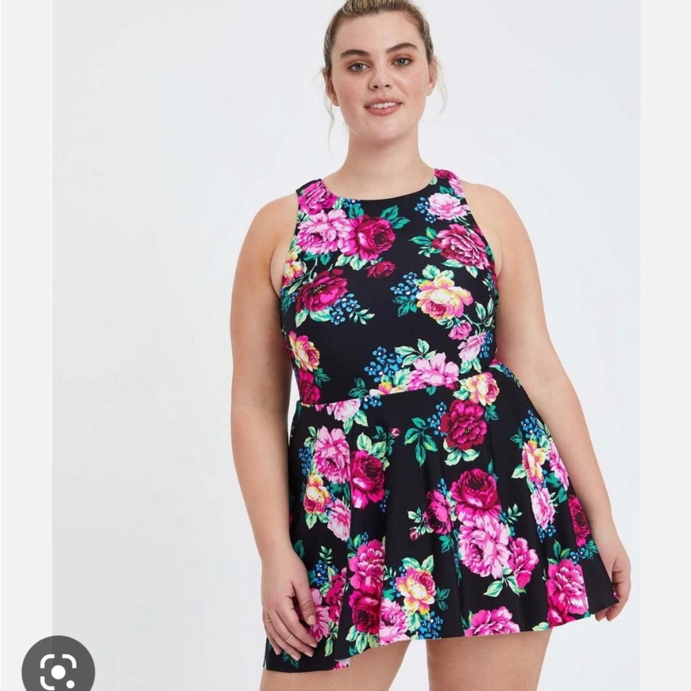 Torrid high-low swim dress with brief
